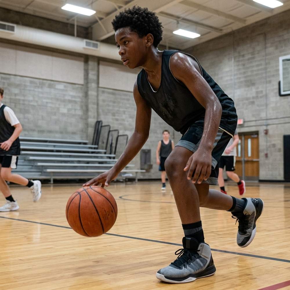 Young basketball player wearing Rimoov