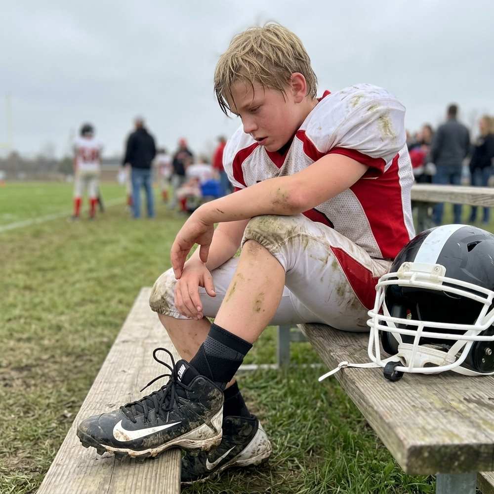 Young football player wearing Rimoov