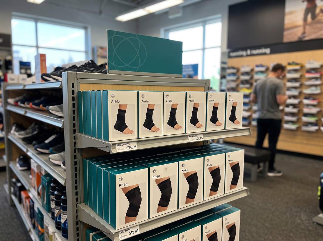 Our sleeves on the shelves in a sports store
